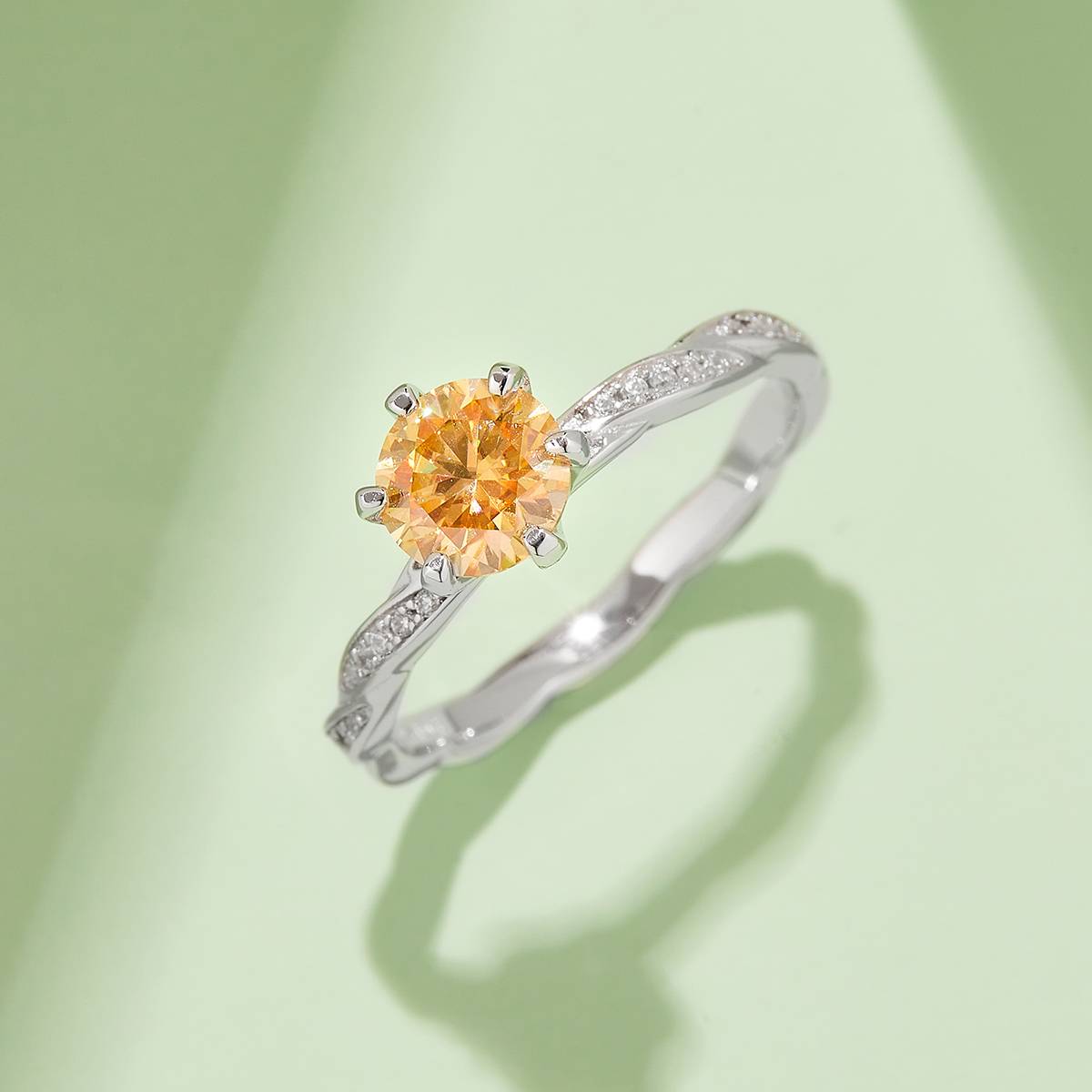 Woven Finger Soft S925 Silver Plated Platinum Moissanite Women's Ring 1 Carat D-Class